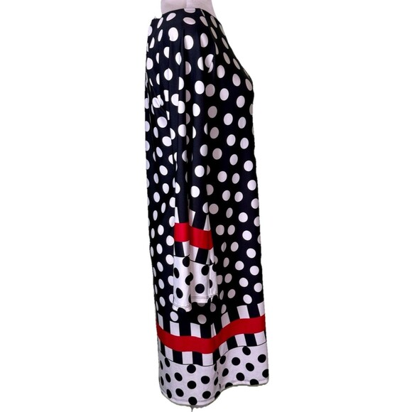 Women’s Mod Retro Polka Dot Graphic Print Shift Dress Colorblock Artsy Bold Sz M - Picture 4 of 8